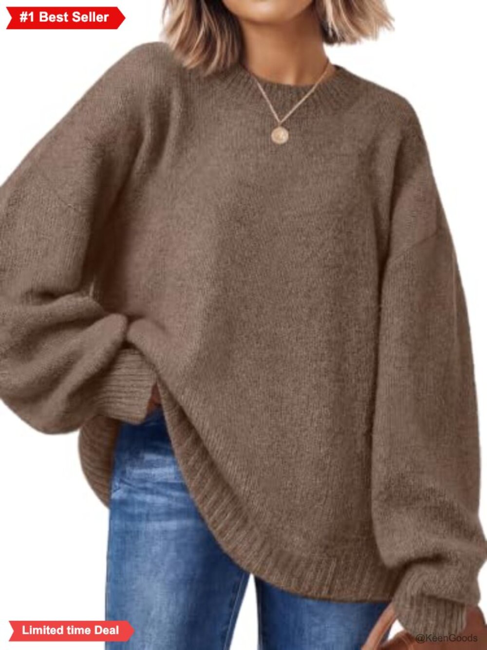 Oversized Crewneck Pullover Sweater Soft Knit Fall Casual
